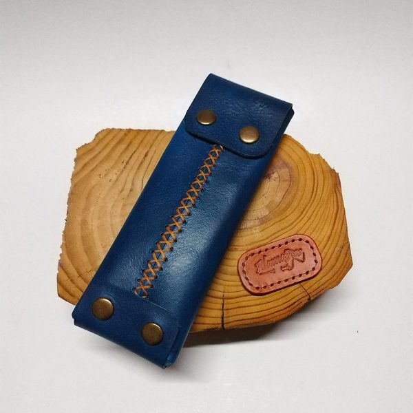 Estuche de cuero artesano azul en tienda online